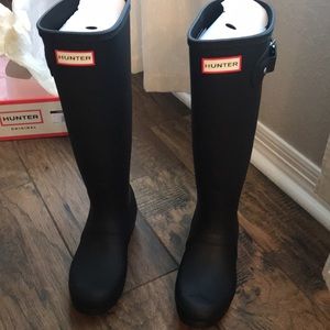 Women’s Hunter Original Tall Black Boots Sz 5